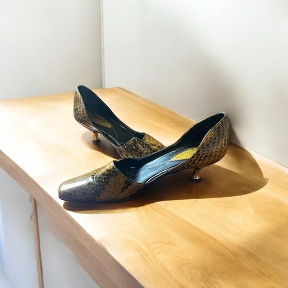 Liz Claiborne flex sz 5.5 leather reptile print heels - Picture 1 of 6